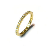 Stack - Eternity Band Ring with White Diamonds all around, French-set, 18k Yellow Gold