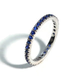 Stack - Eternity Band Ring with Blue Sapphires all around, French-set, 18k Yellow Gold