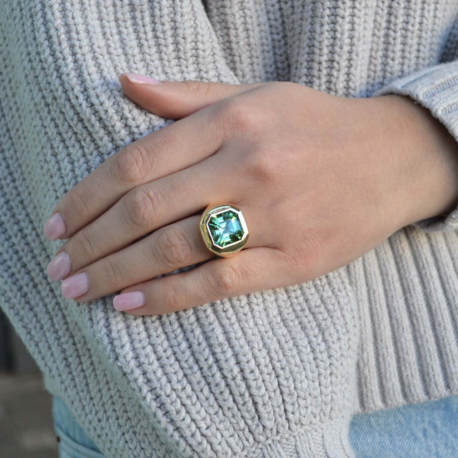 BLUE TOURMALINE RING, one of top a kind ring, size 8, spring ring, cocktail ring, modern ring