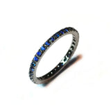 Stack - Eternity Band Ring with Blue Sapphires all around, French-set, 18k Yellow Gold