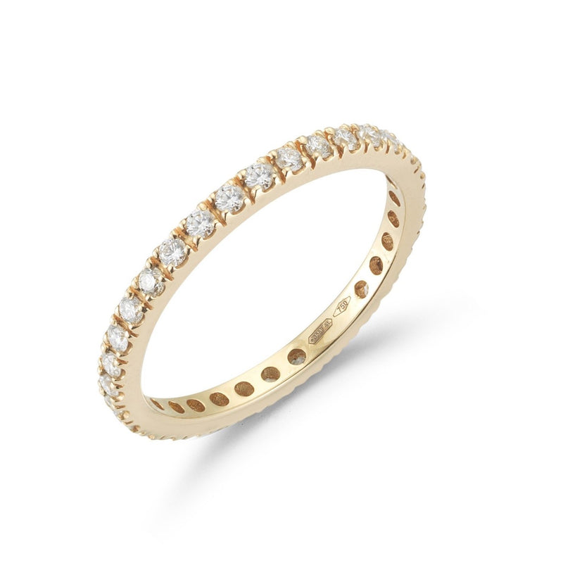 France Band Ring with White Diamonds on the 3/4, French-set, 18k Rose Gold